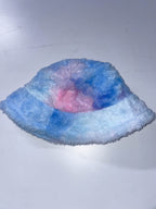 Vintage womens winter faux fur rainbow bucket hat