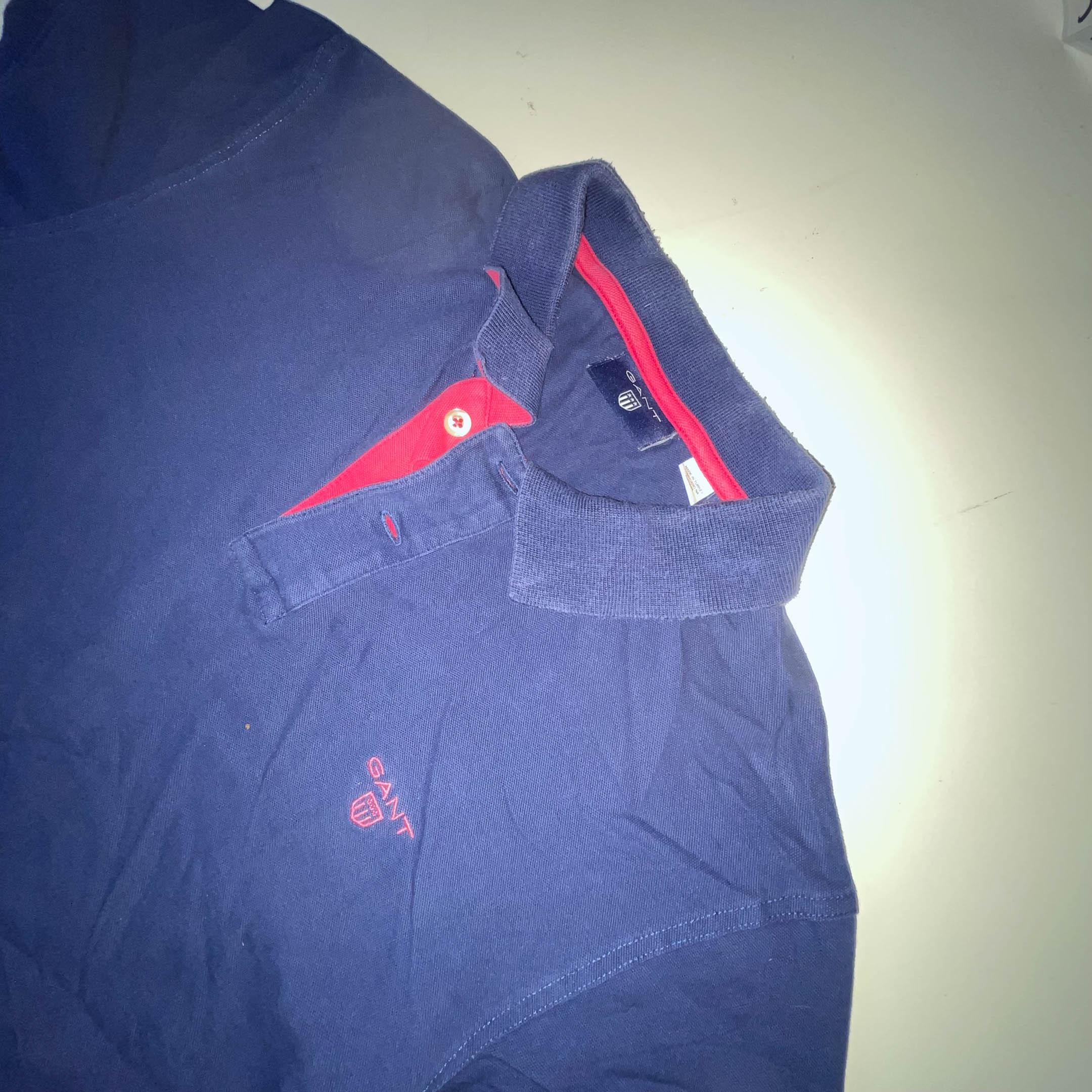 Vintage Navy Gant medium regular fit short sleeve polo shirt