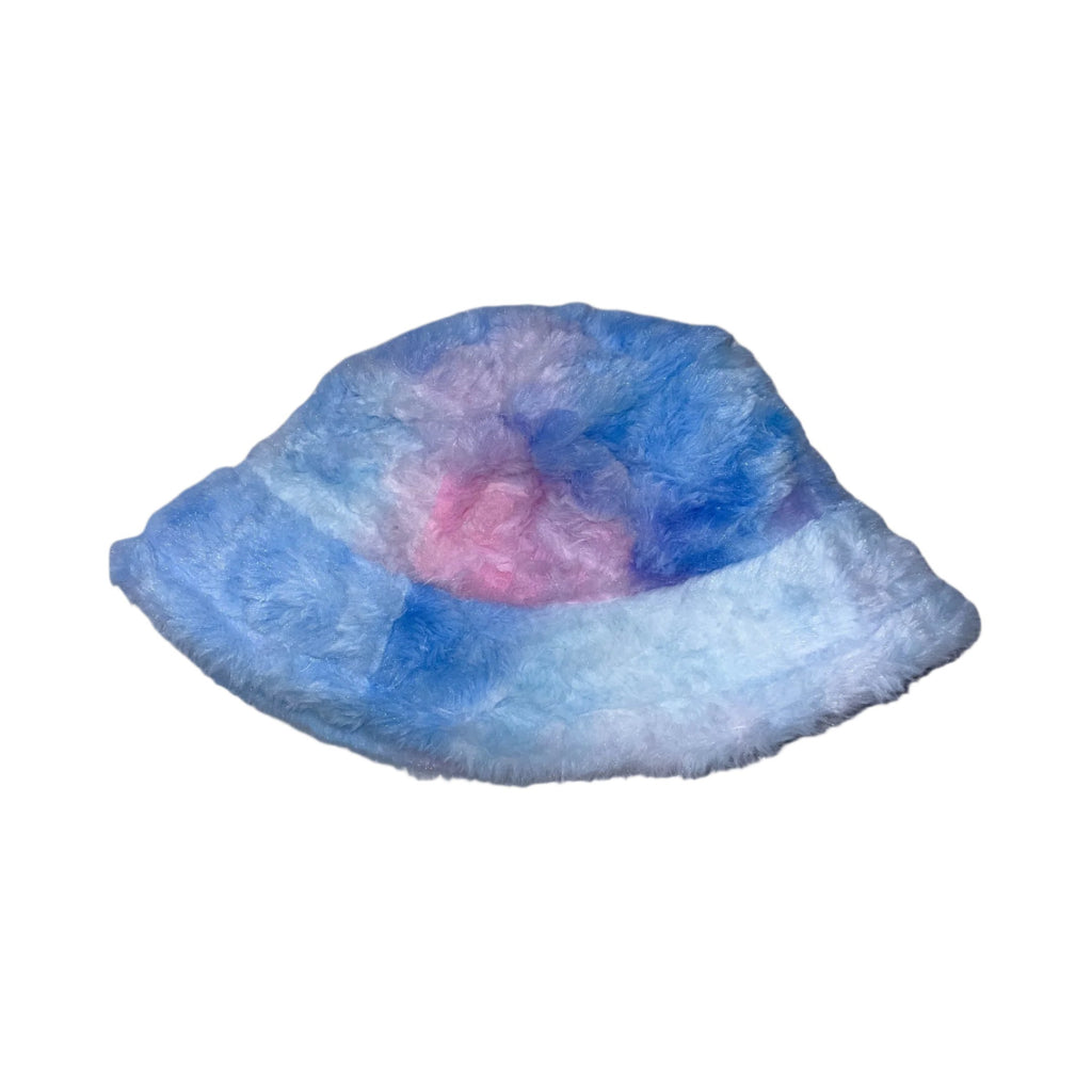 Vintage womens winter faux fur rainbow bucket hat