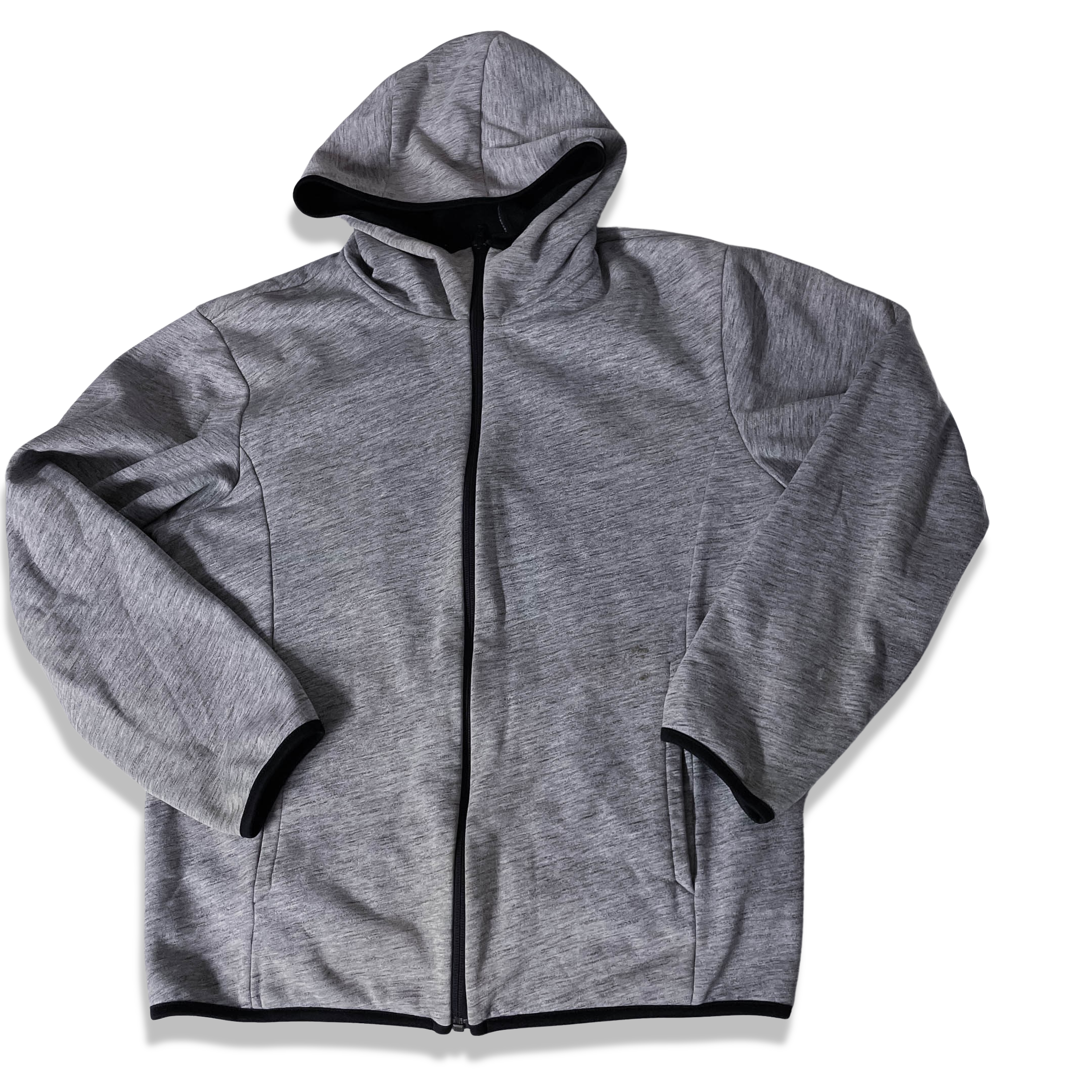 Vintage womens Uniqlo Made in China fleece lined grey full zip up medium hoodie