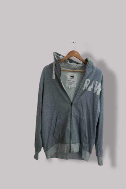 Vintage G-star Raw mens grey zip up comfy hoodie L