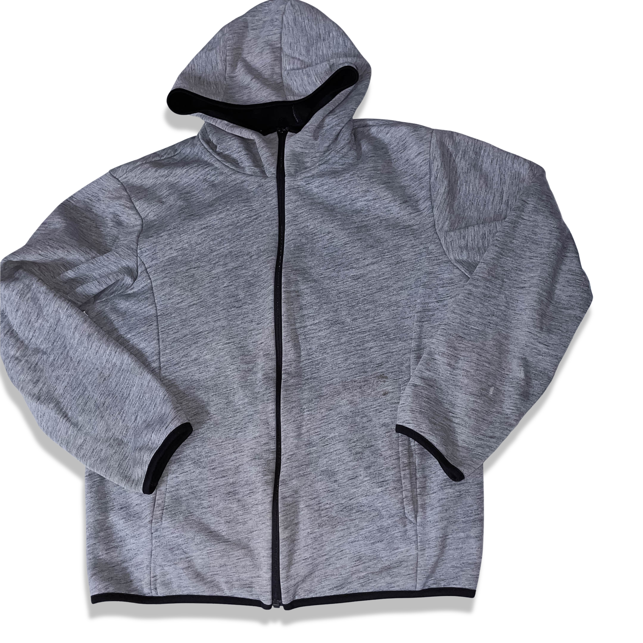 Vintage womens Uniqlo Made in China fleece lined grey full zip up medium hoodie
