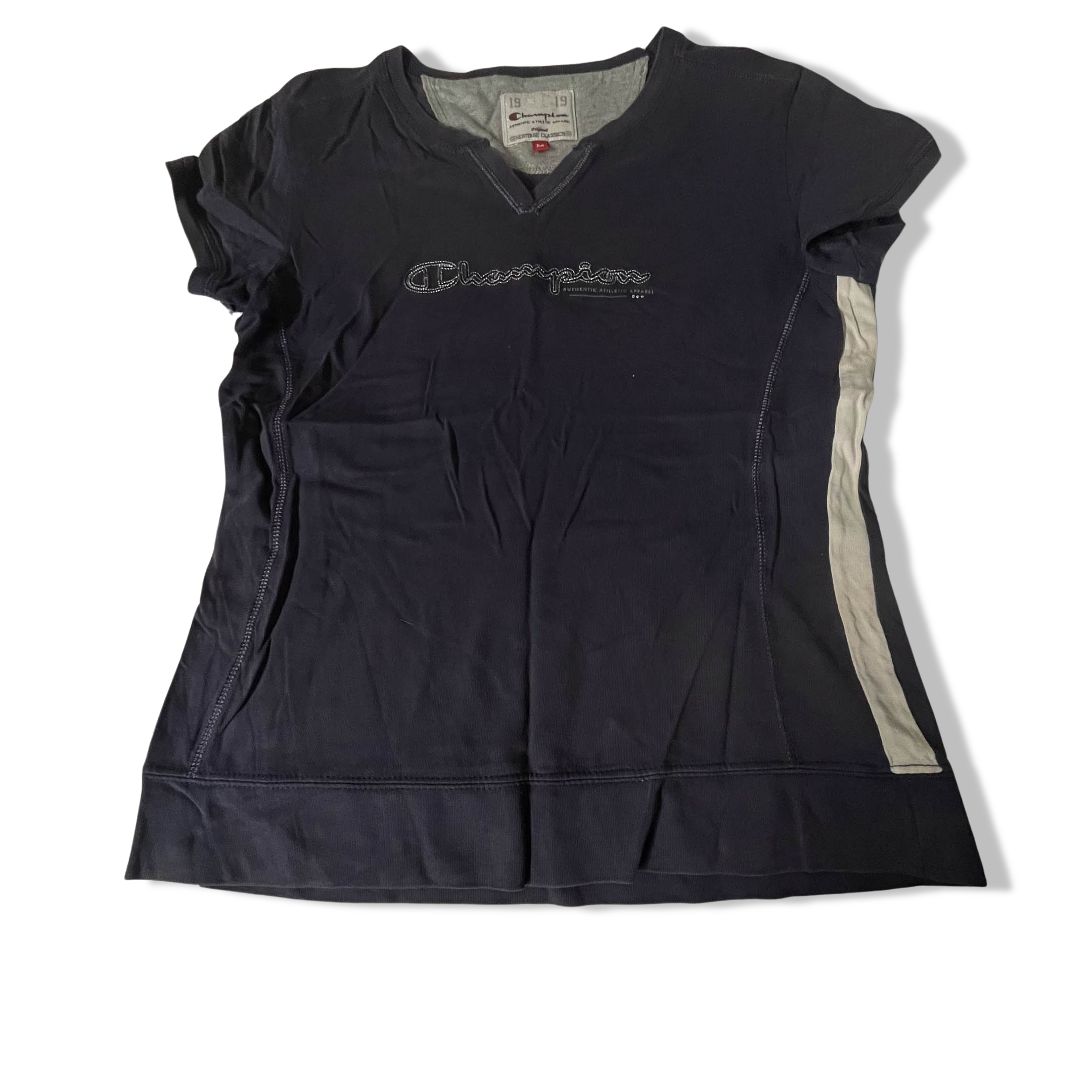 Vintage Navy Champion V-neck medium short sleeve tees