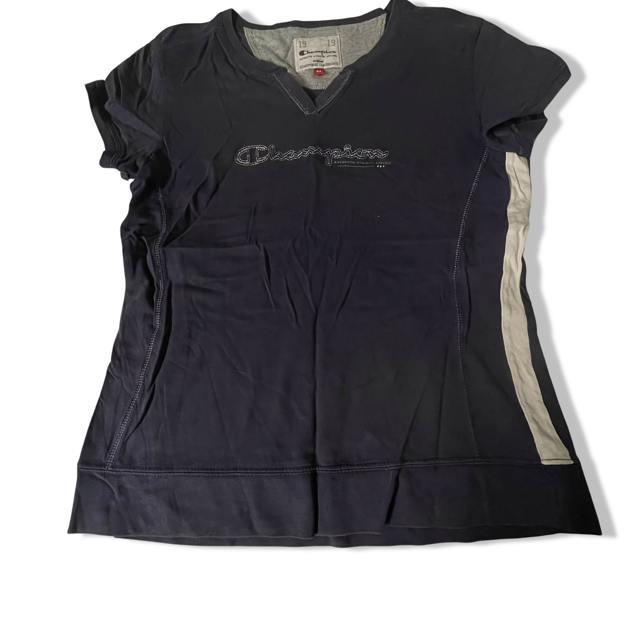 Vintage Navy Champion V-neck medium short sleeve tees