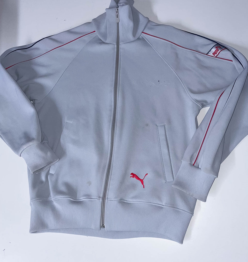 Vintage Puma womens medium grey sport training full zip up high neck sweatshirt jacket