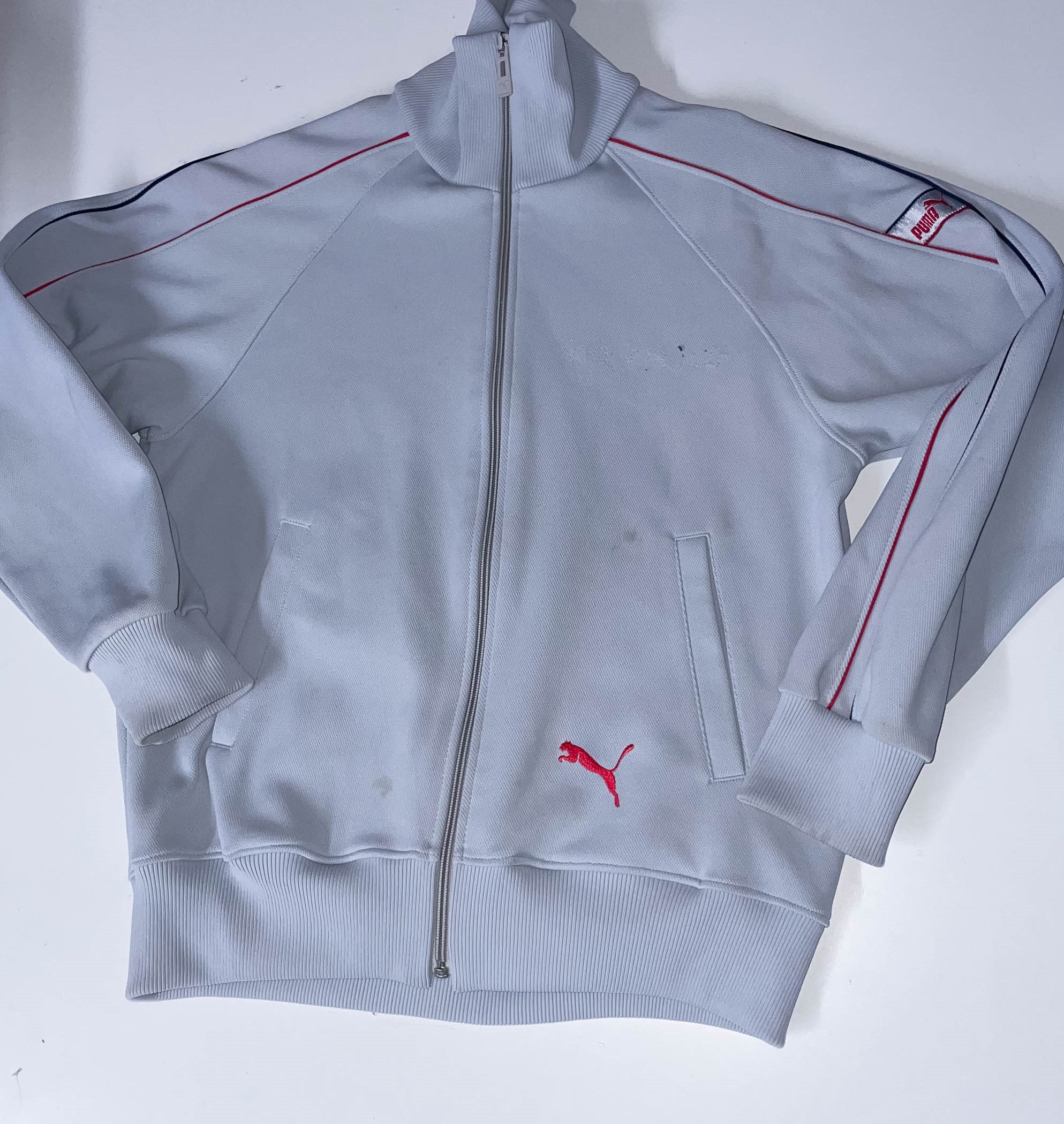 Vintage Puma womens medium grey sport training full zip up high neck sweatshirt jacket