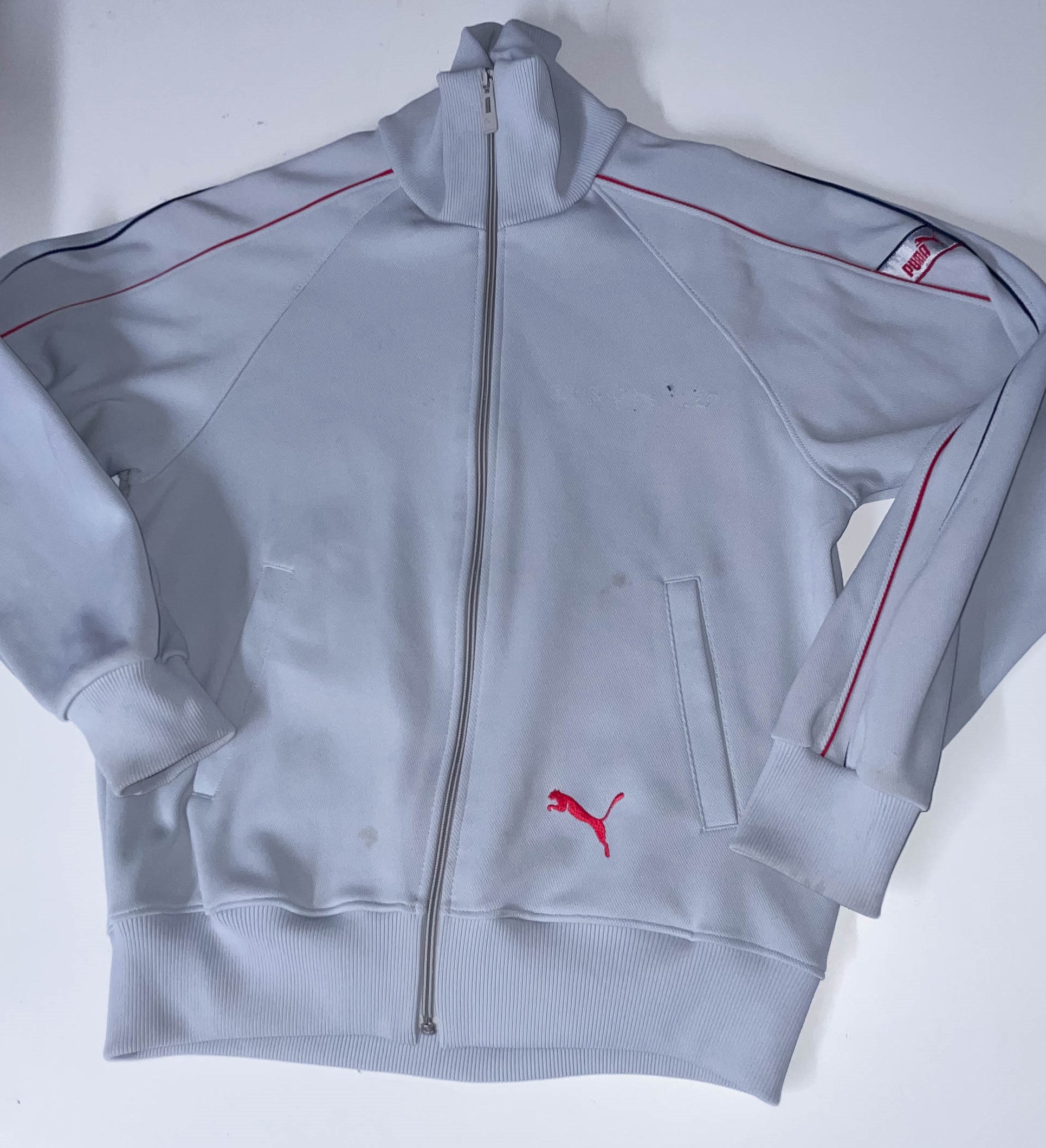 Vintage Puma womens medium grey sport training full zip up high neck sweatshirt jacket