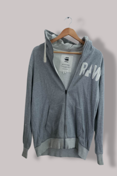 Vintage G-star Raw mens grey zip up comfy hoodie L