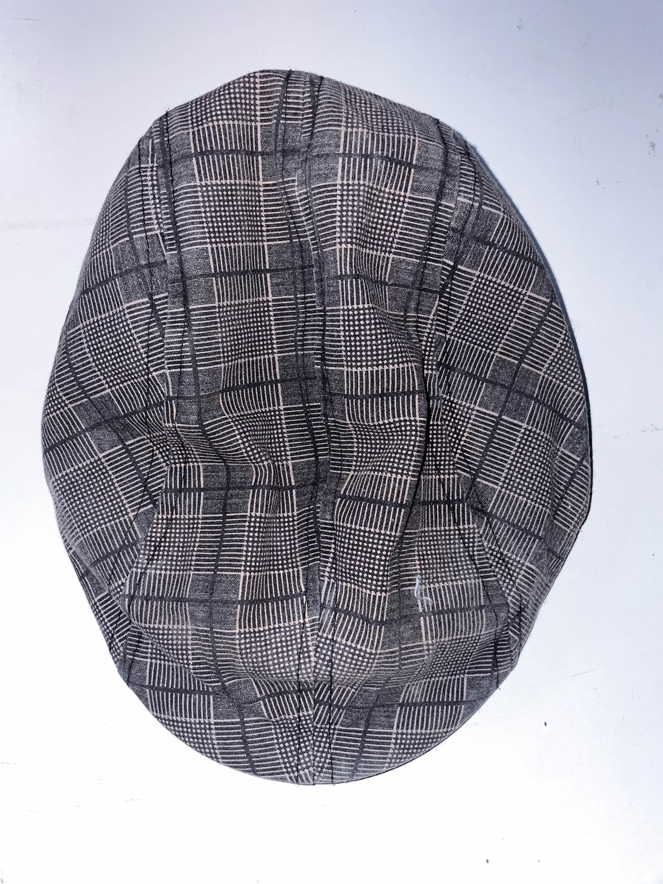  Vintage mens plaid grey cotton flat cap
