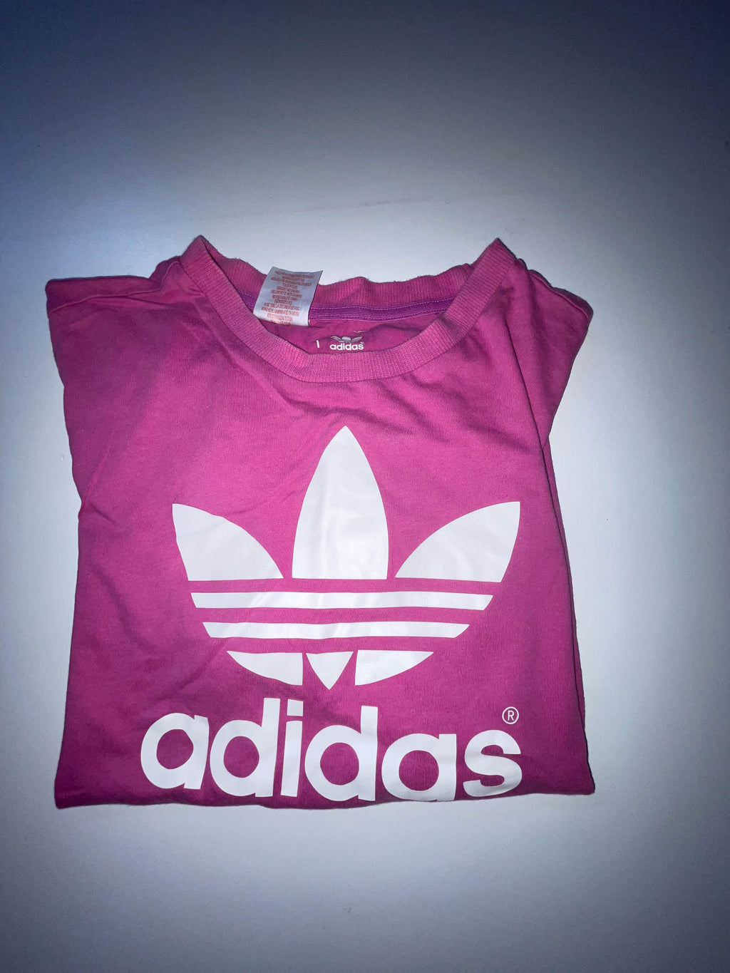 Vintage Pink womens Adidas Big logo print large tees