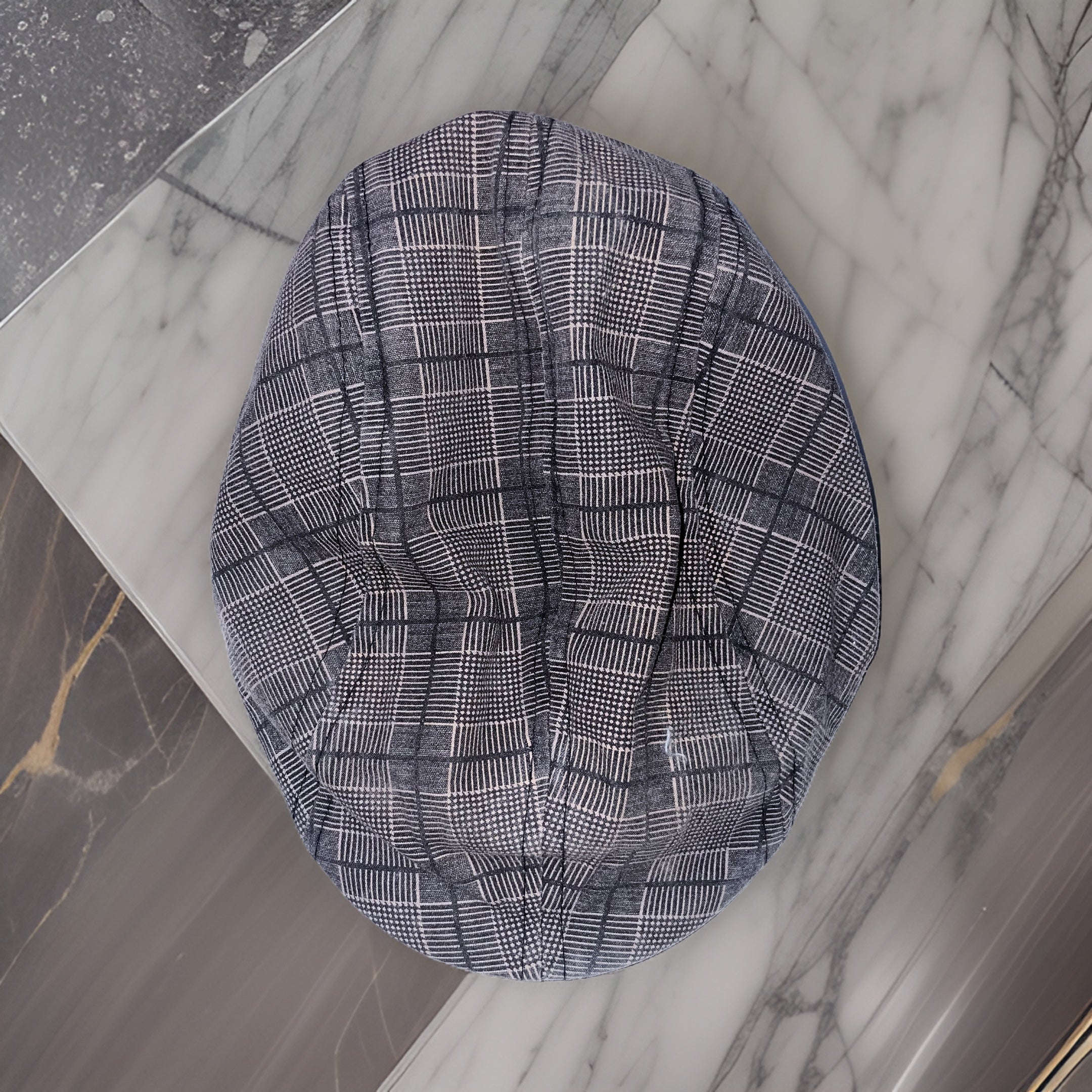  Vintage mens plaid grey cotton flat cap