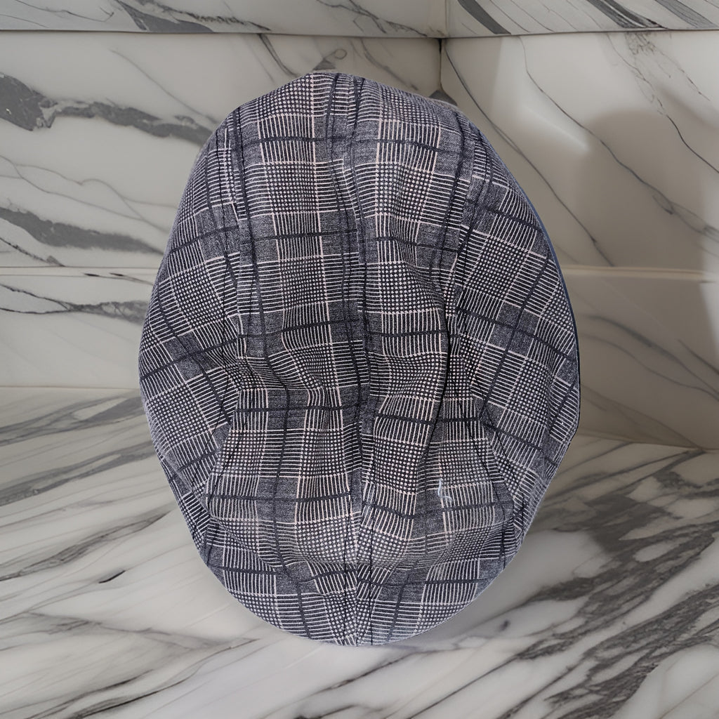  Vintage mens plaid grey cotton flat cap