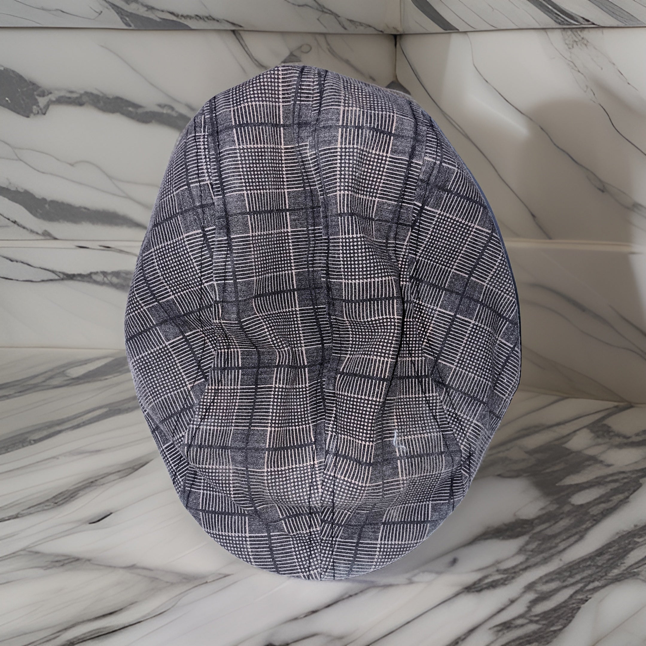  Vintage mens plaid grey cotton flat cap