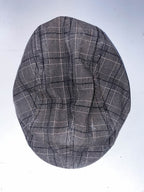  Vintage mens plaid grey cotton flat cap