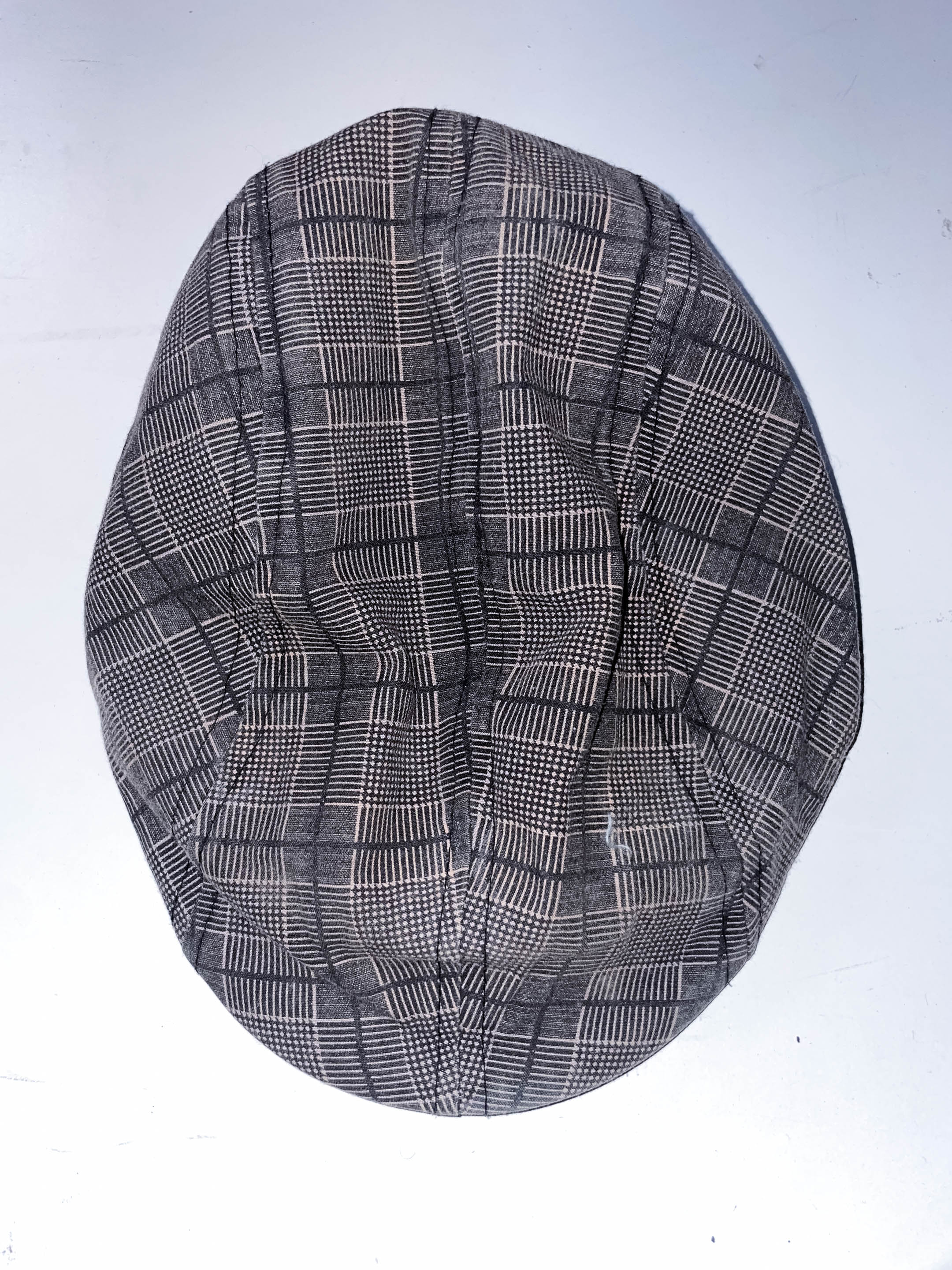  Vintage mens plaid grey cotton flat cap