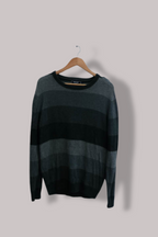 Vintage Maine Men's Grey Crew Neck Stripped Small Sweatshirt