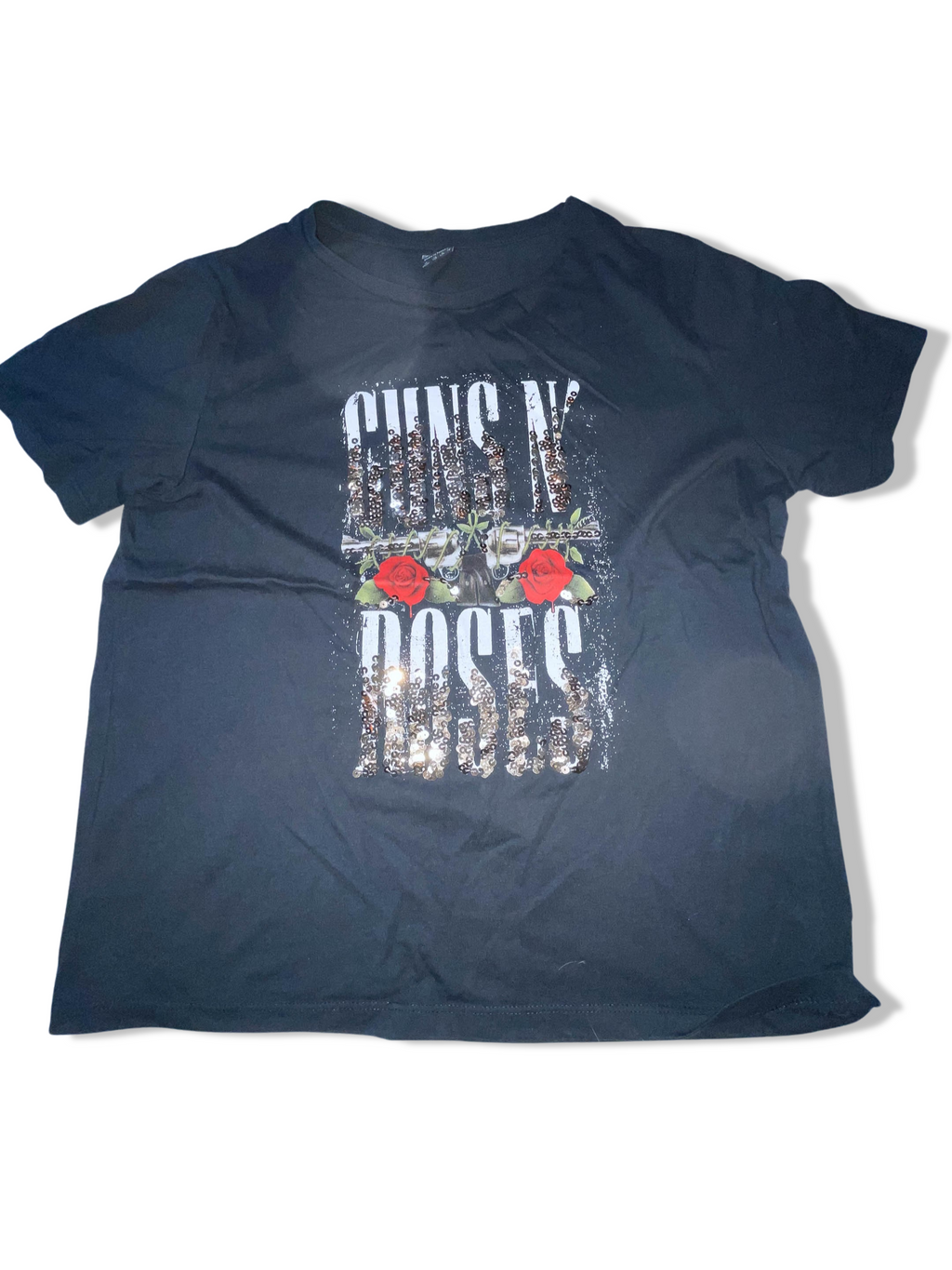Vintage Black Guns & Roses Graphics womens tees uk 12