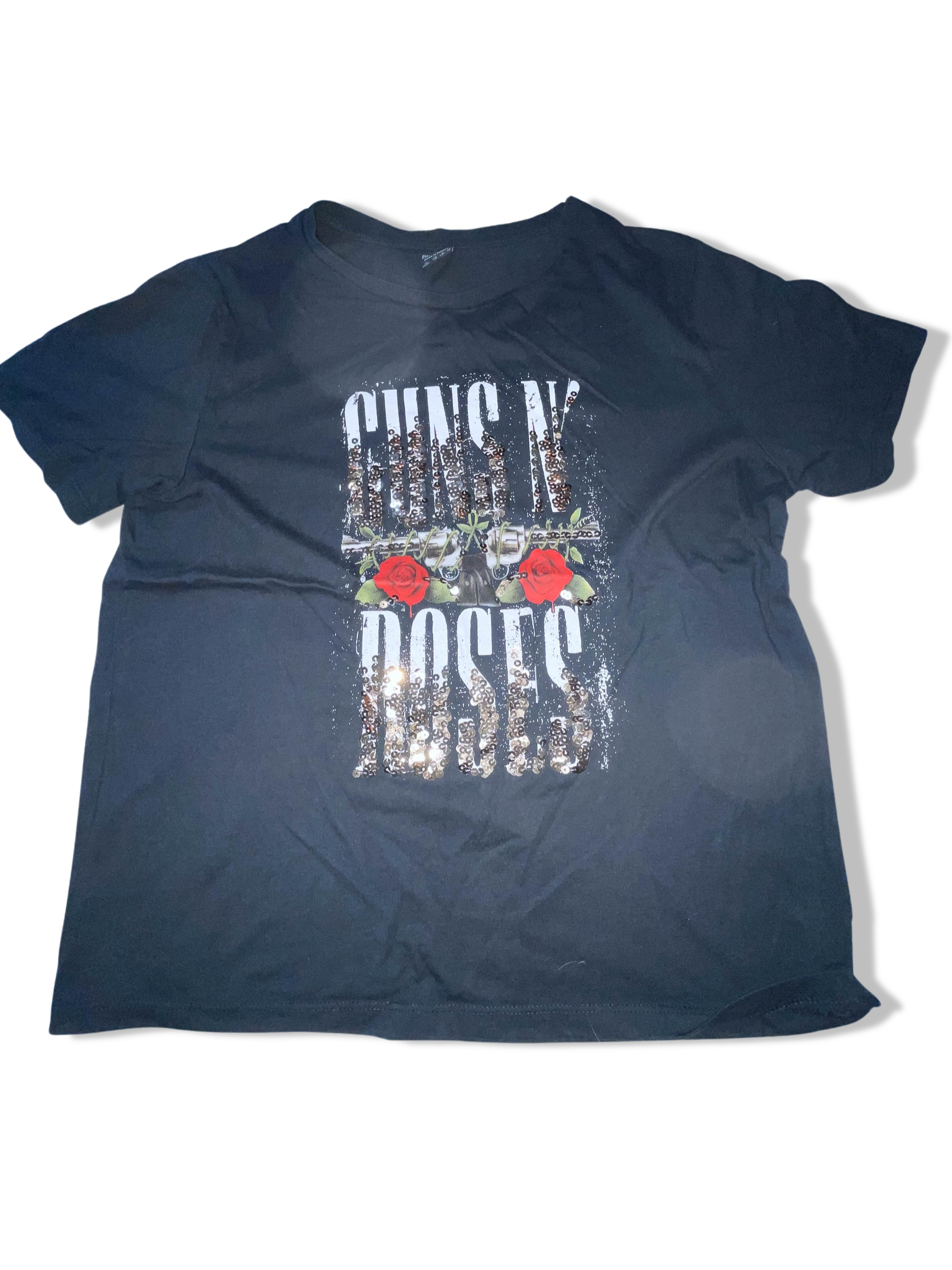 Vintage Black Guns & Roses Graphics womens tees uk 12