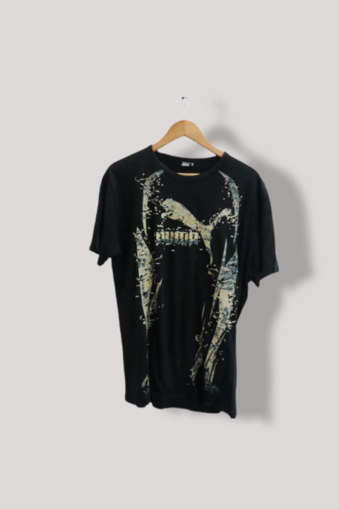 Vintage Black Printed puma mens XXL short sleeve tees