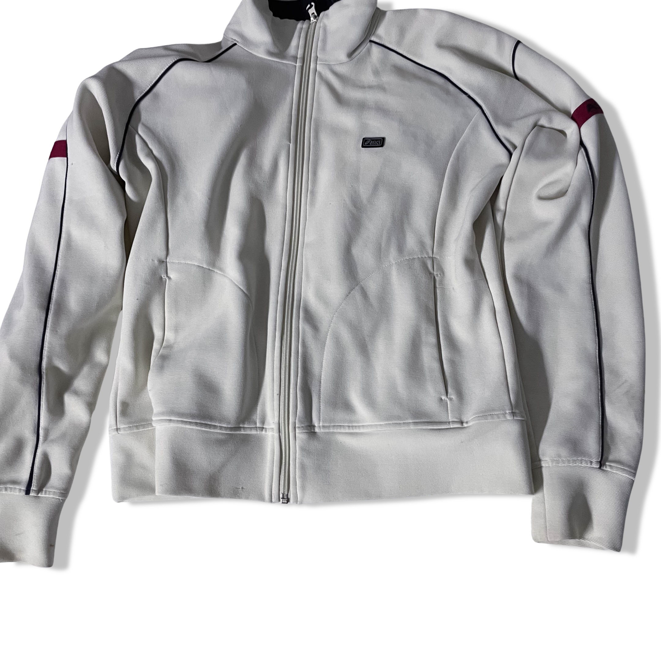 Vintage Asics Trademark medium cream full zip up high neck sweatshirt jacket
