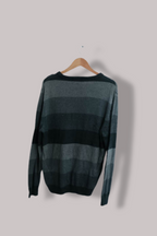 Vintage Maine Men's Grey Crew Neck Stripped Small Sweatshirt