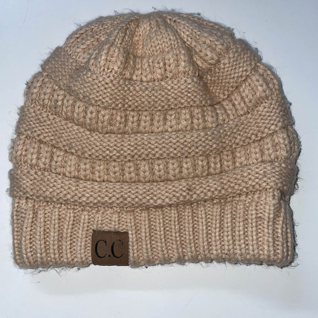 Vintage copycat CC cream knitted beanie hat