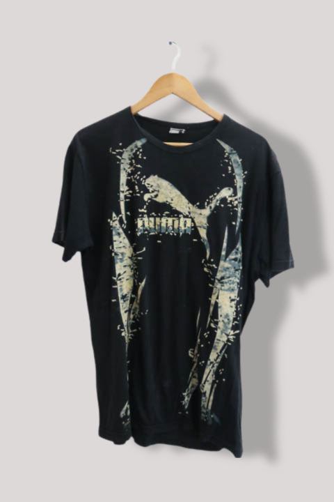 Vintage Black Printed puma mens XXL short sleeve tees