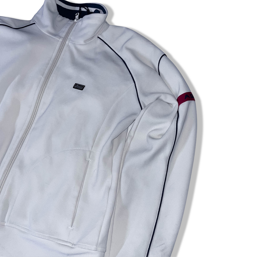 Vintage Asics Trademark medium cream full zip up high neck sweatshirt jacket