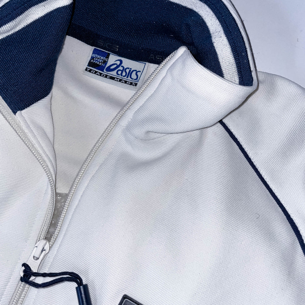 Vintage Asics Trademark medium cream full zip up high neck sweatshirt jacket
