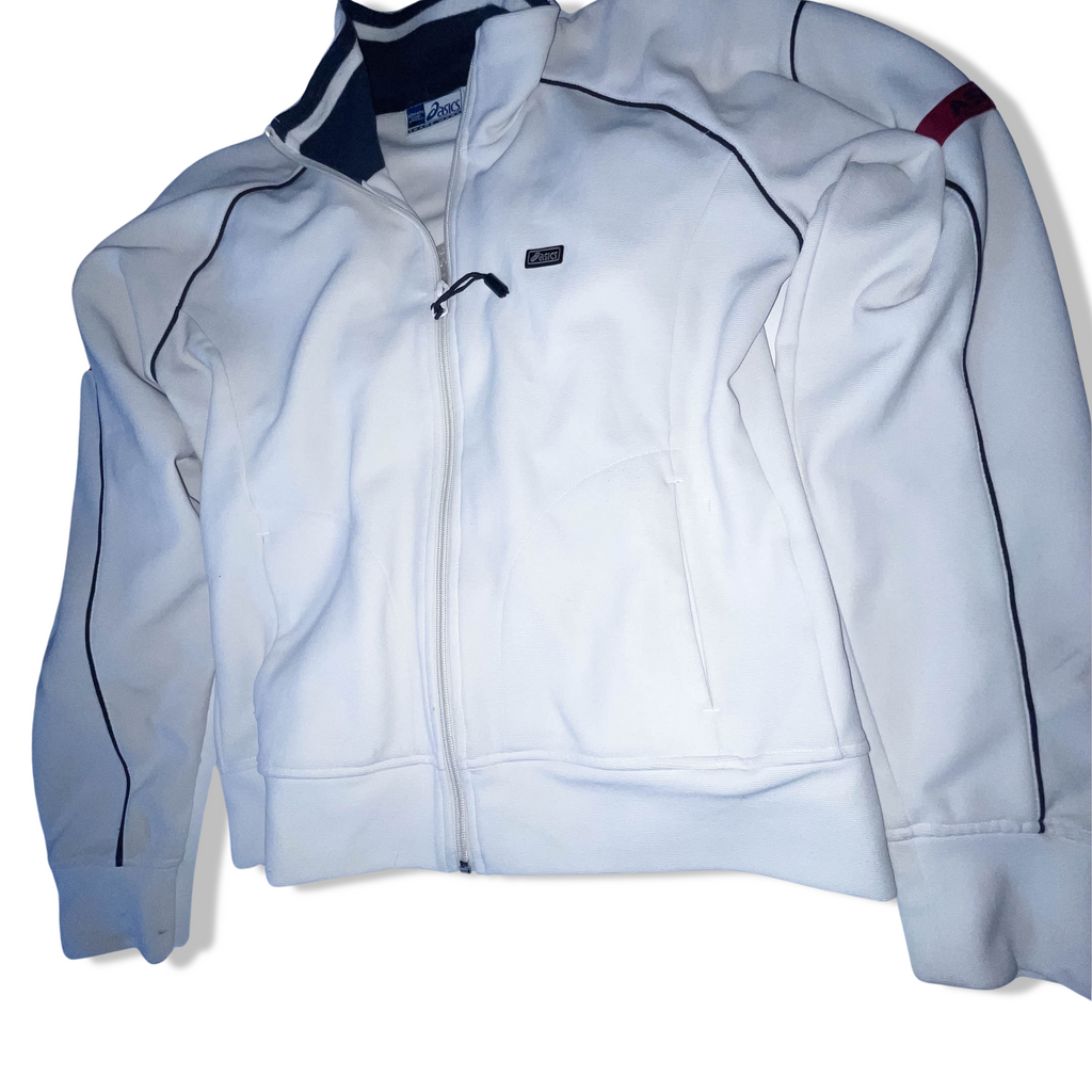 Vintage Asics Trademark medium cream full zip up high neck sweatshirt jacket