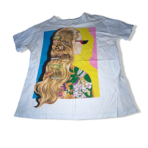 Vintage White Zara hair style graphics womens medium tees