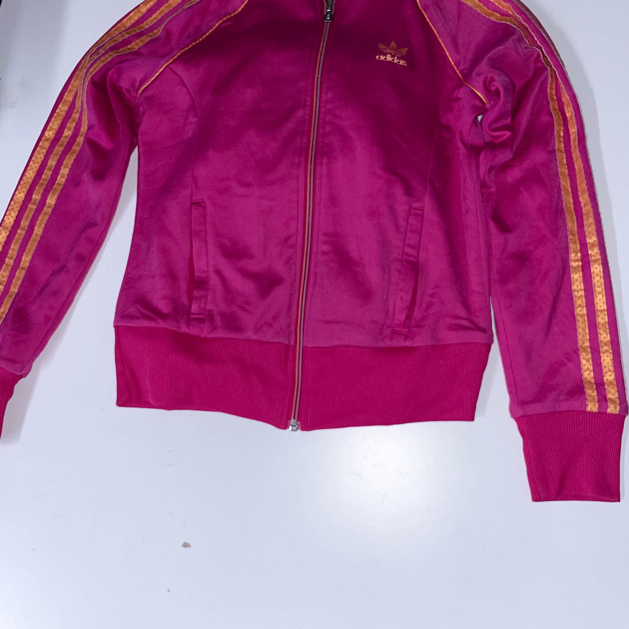 Vintage Pink Adidas 3 stripe medium full zip up womens training jacket