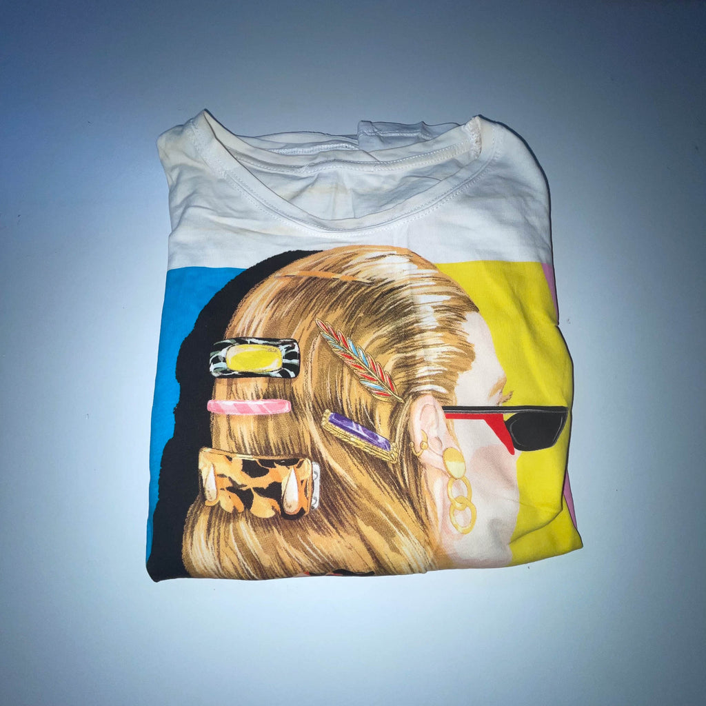 Vintage White Zara hair style graphics womens medium tees