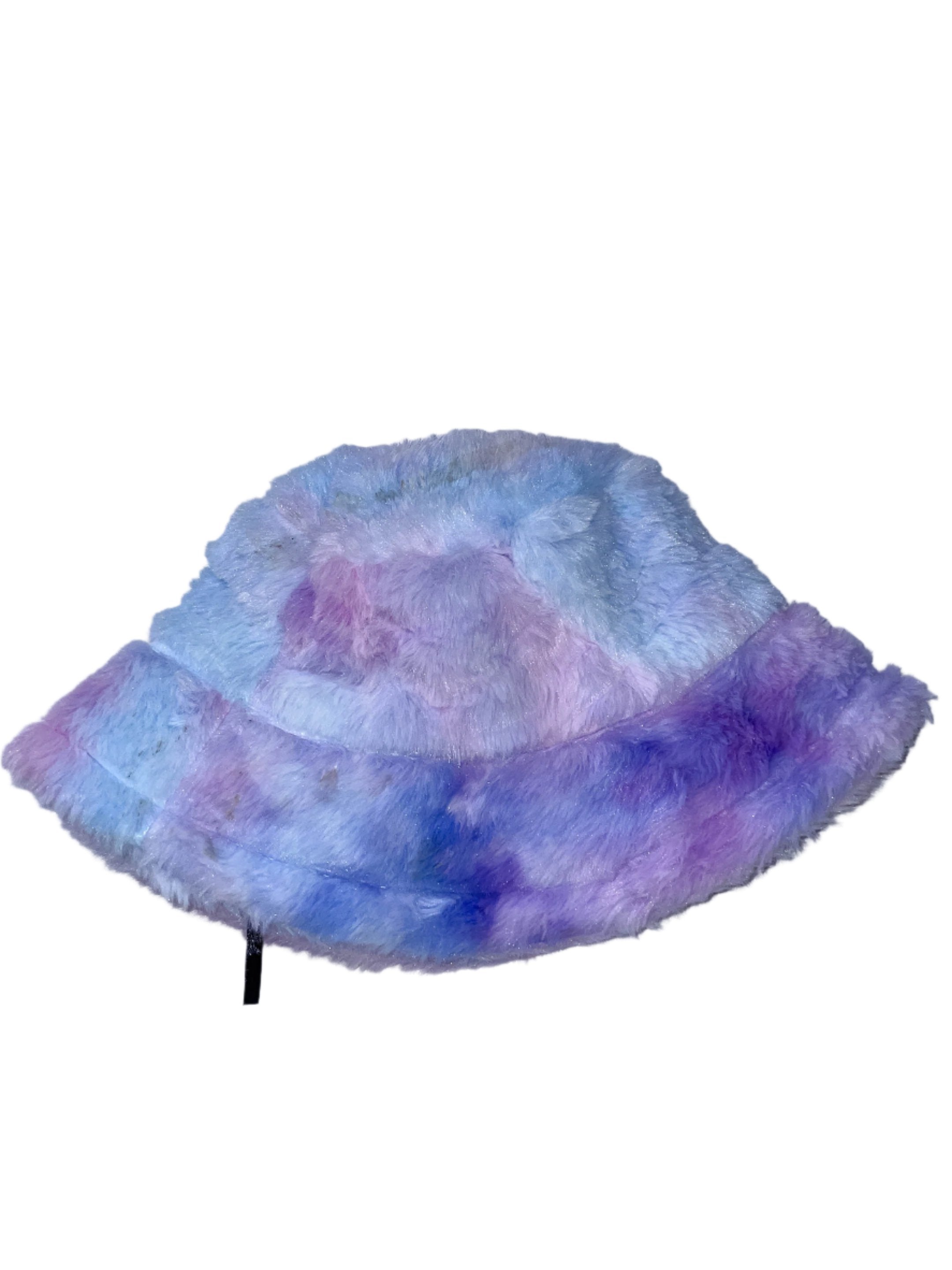 Vintage womens winter faux fur rainbow bucket hat