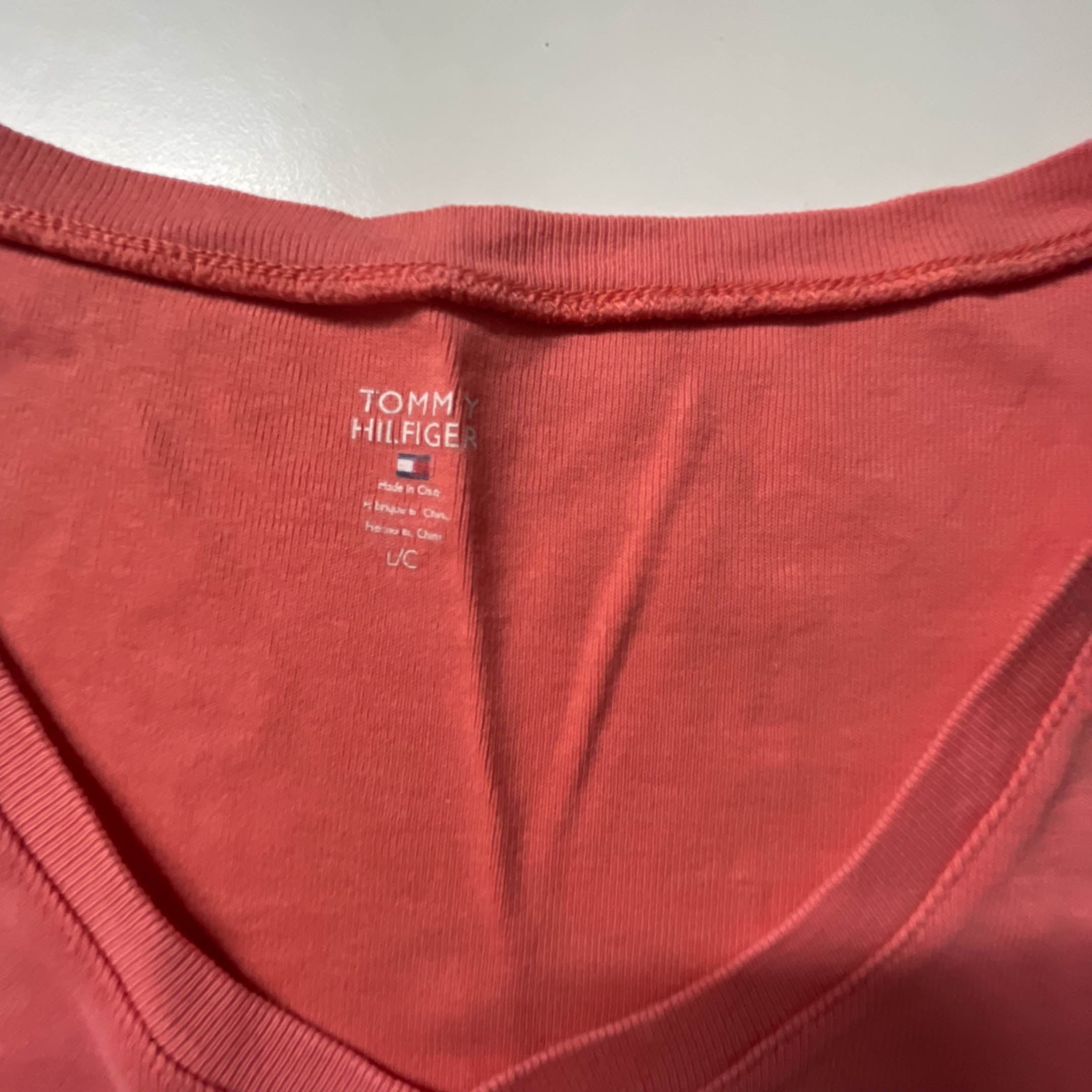 Vintage Orange womens tommy hilfiger v-neck large tees