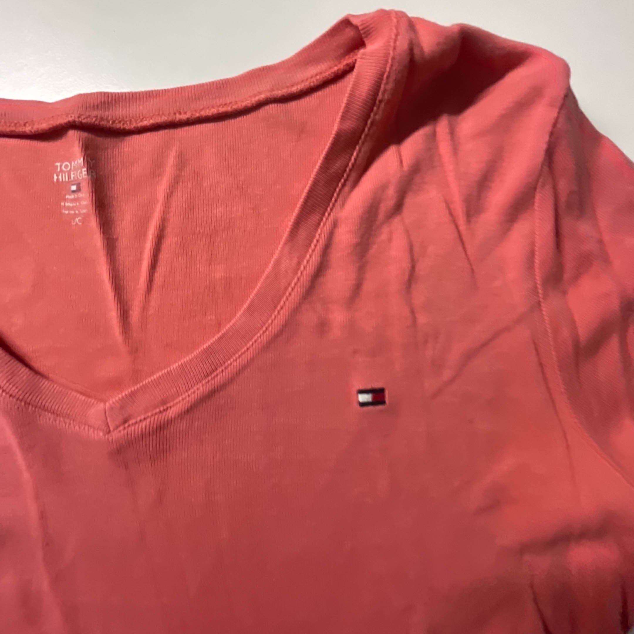 Vintage Orange womens tommy hilfiger v-neck large tees