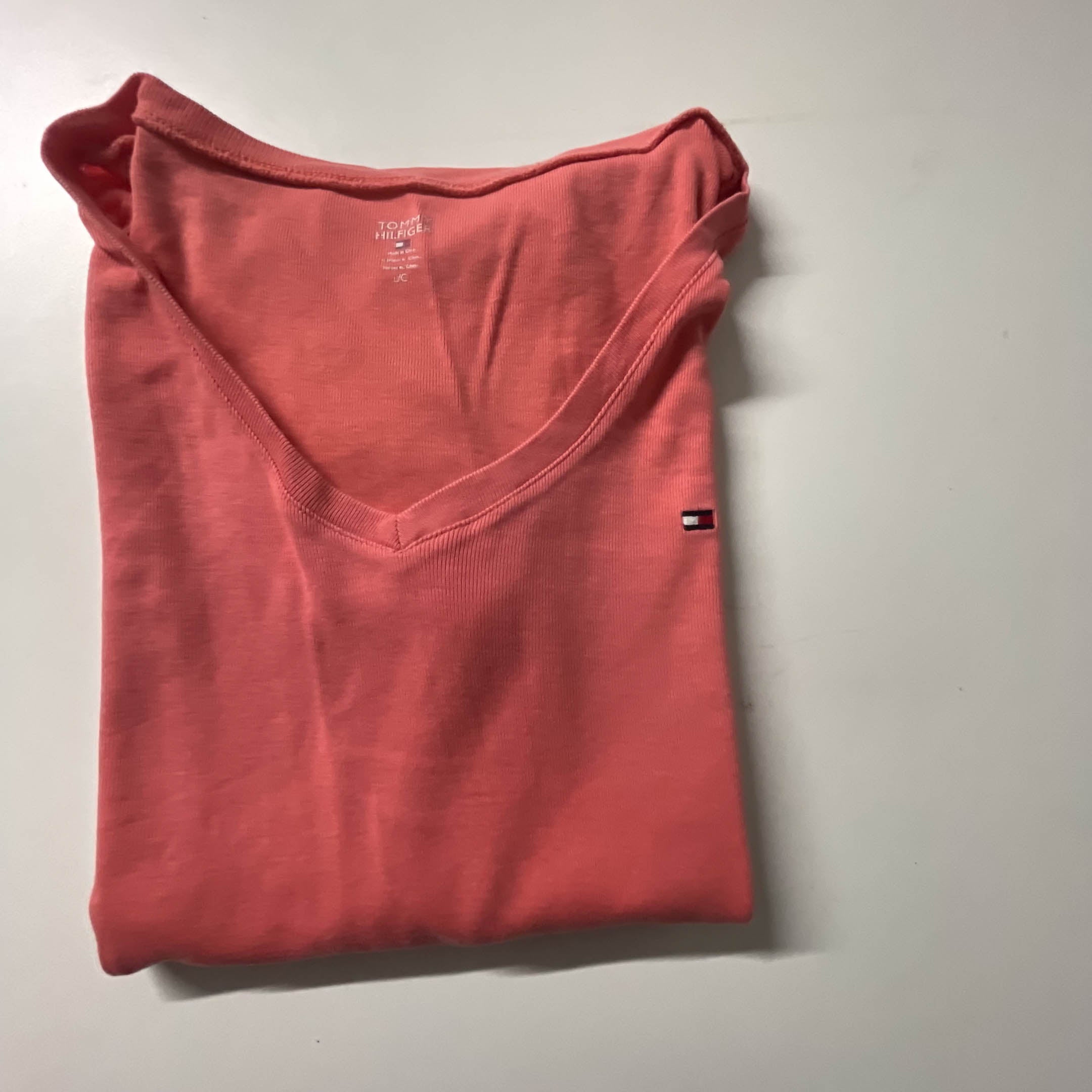 Vintage Orange womens tommy hilfiger v-neck large tees