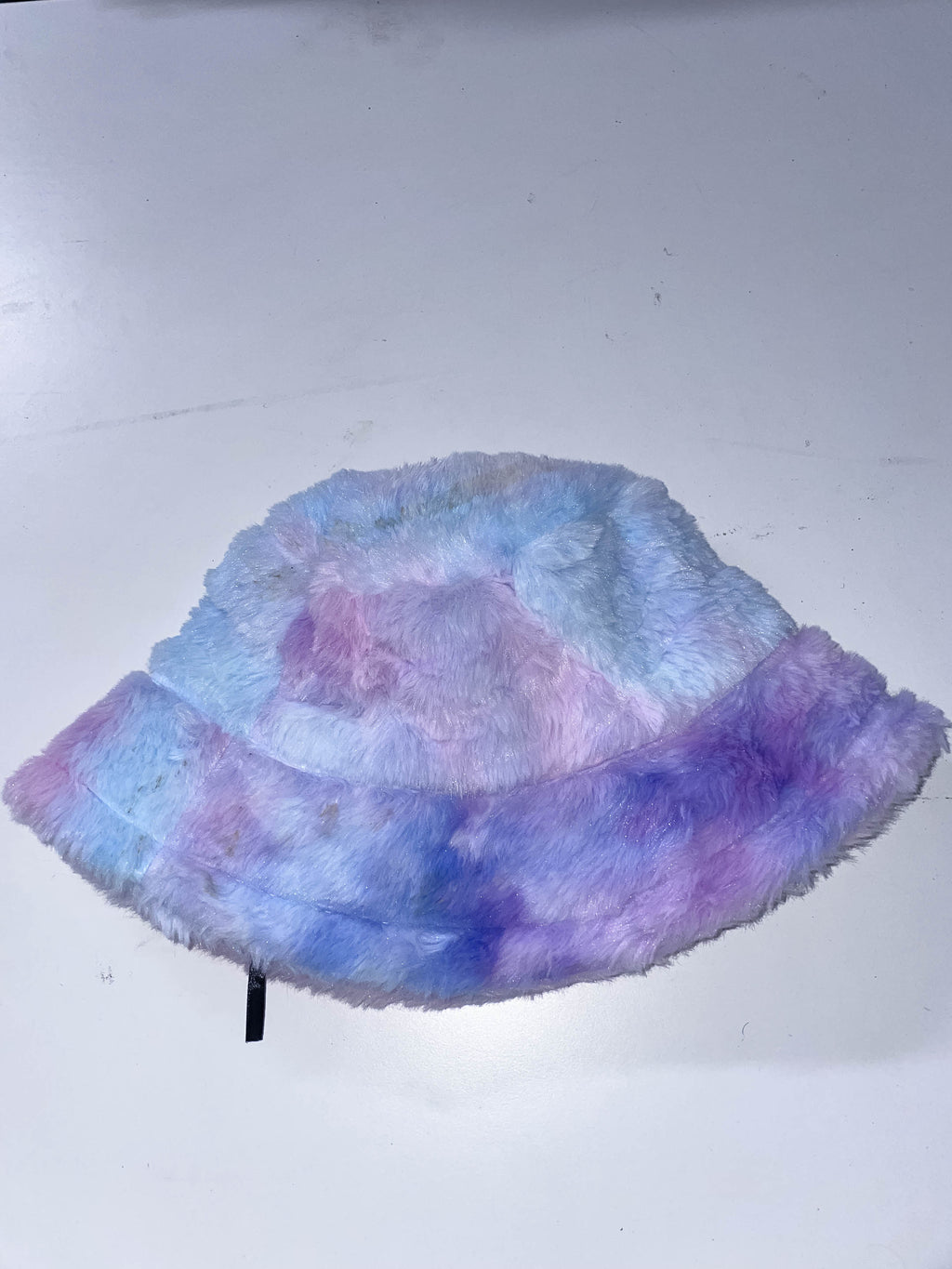 Vintage womens winter faux fur rainbow bucket hat
