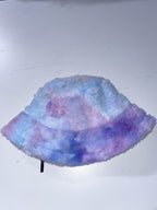 Vintage womens winter faux fur rainbow bucket hat