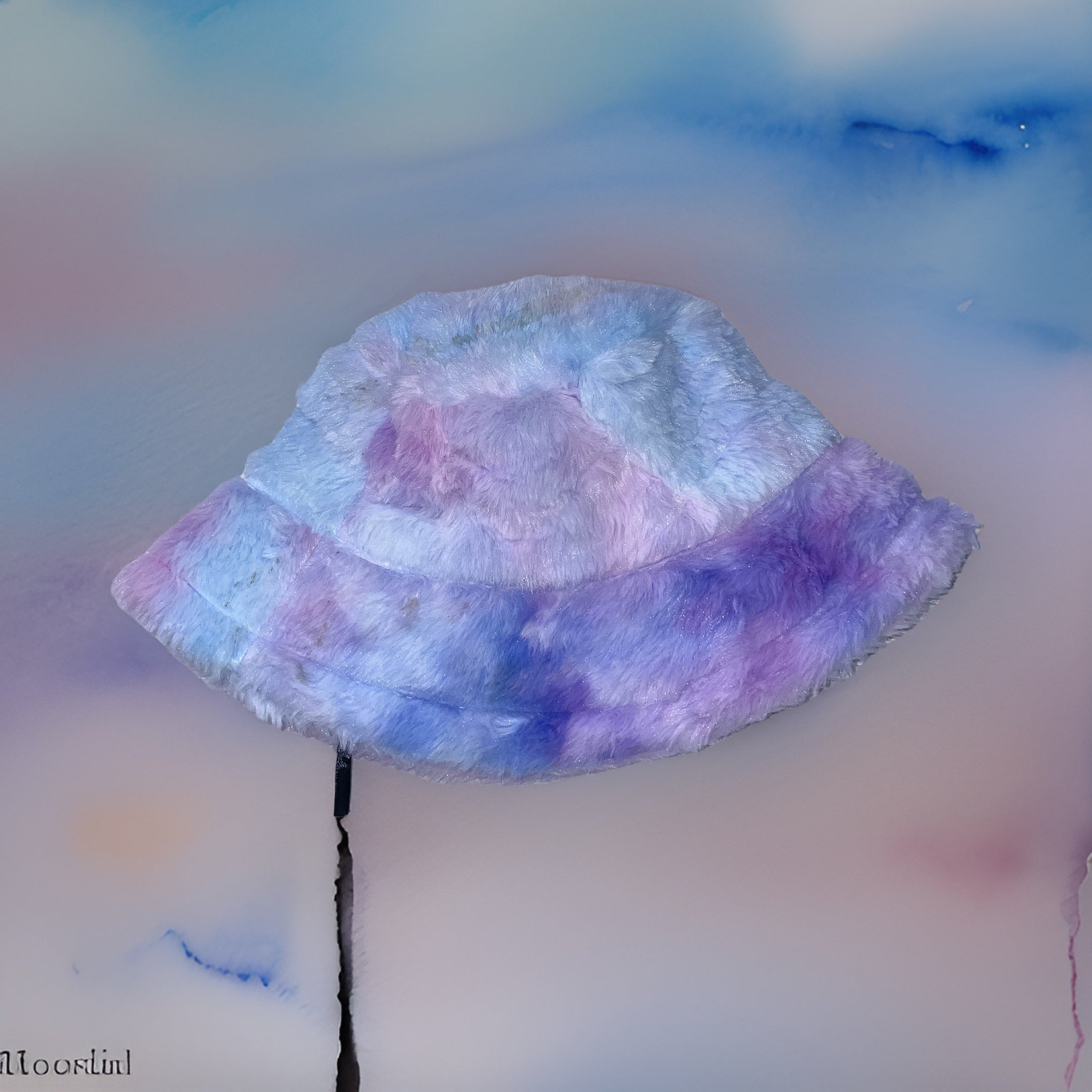 Vintage womens winter faux fur rainbow bucket hat