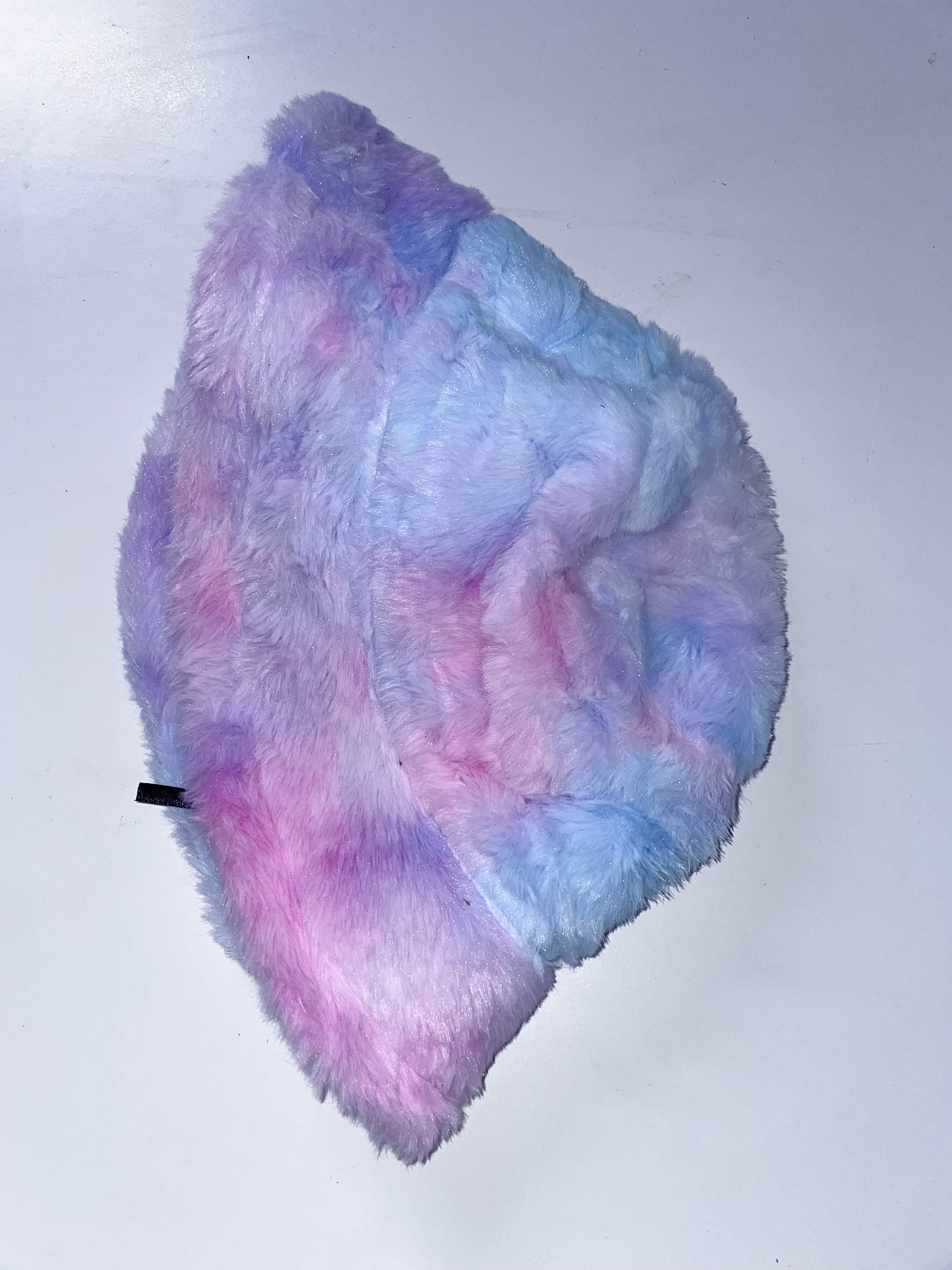 Vintage womens winter faux fur rainbow bucket hat