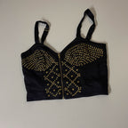 Vintage Topshop women's Bustier studded black crop top Uk 12| SKU 3716