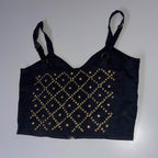 Vintage Topshop women's Bustier studded black crop top Uk 12| SKU 3716