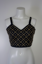 Vintage Topshop women's Bustier studded black crop top Uk 12| SKU 3716