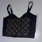 Vintage Topshop women's Bustier studded black crop top Uk 12| SKU 3716