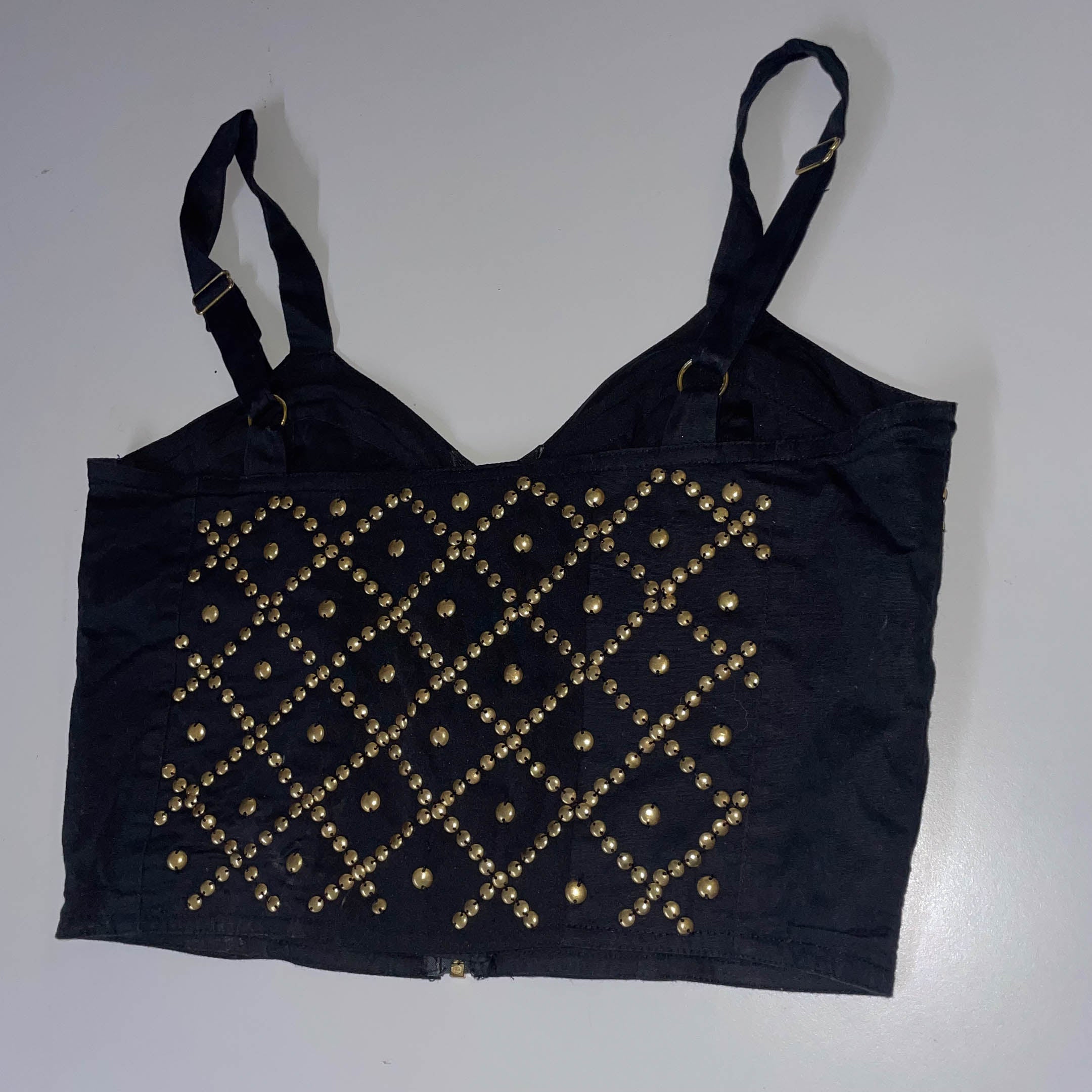 Vintage Topshop women's Bustier studded black crop top Uk 12| SKU 3716