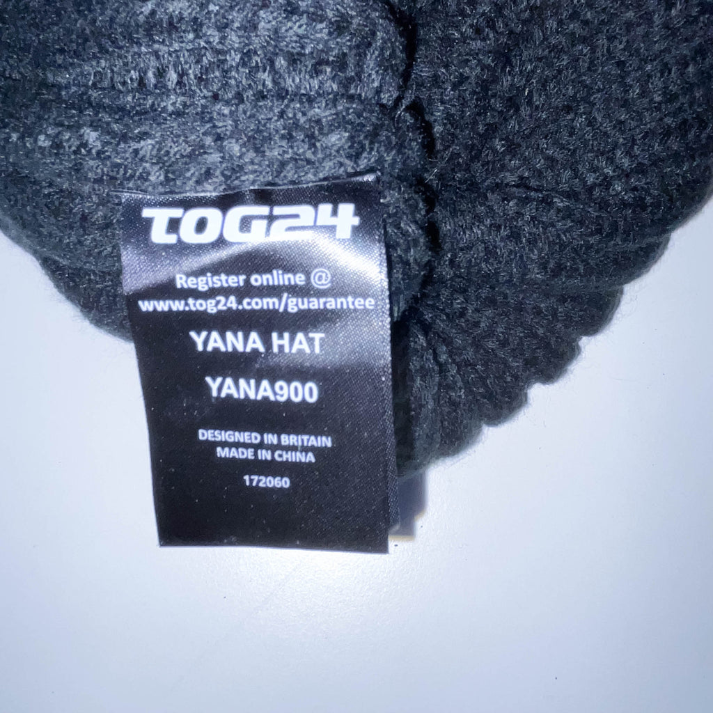 Tog24 winter fur knitted black detachable fur top beanie hat