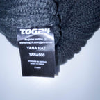 Tog24 winter fur knitted black detachable fur top beanie hat