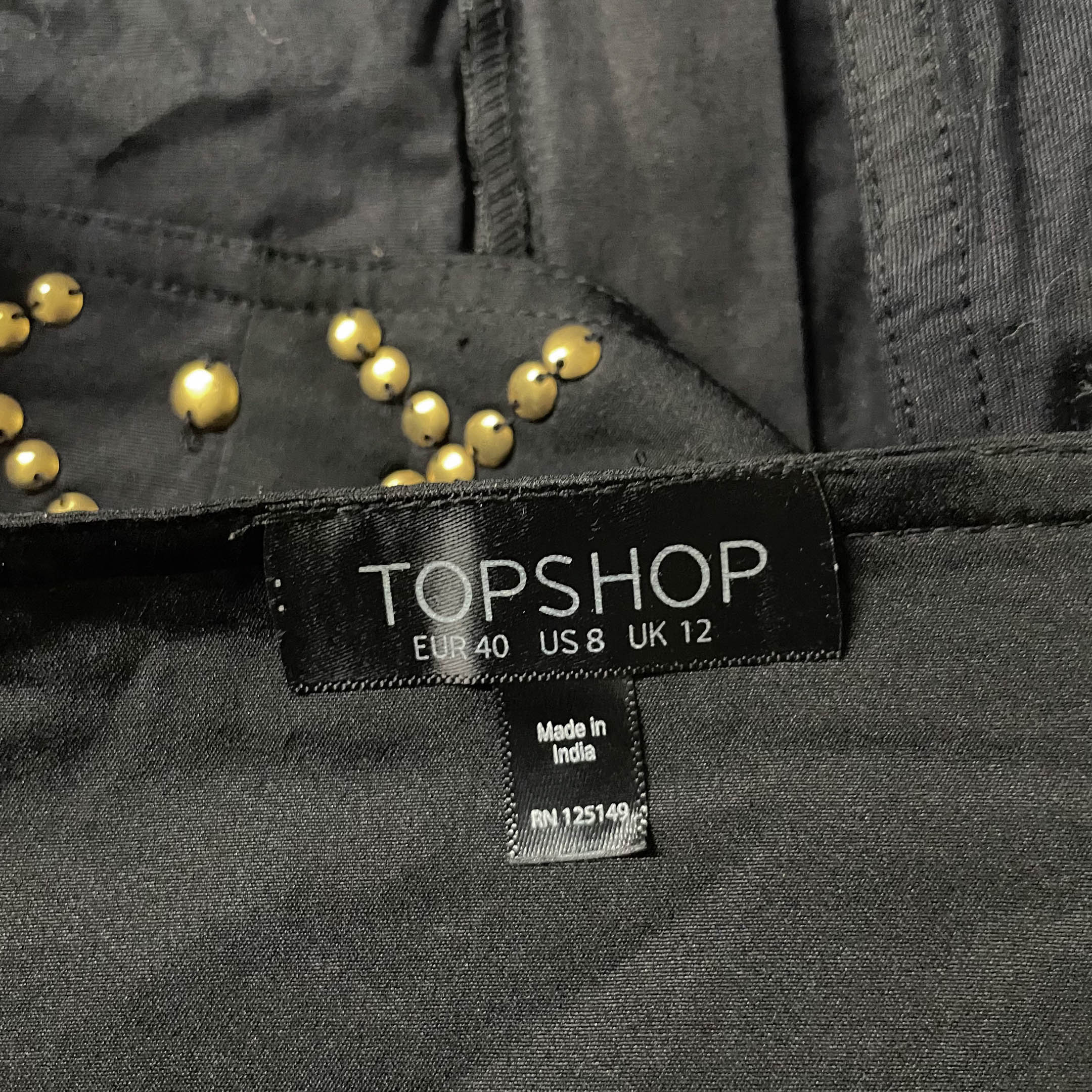 Vintage Topshop women's Bustier studded black crop top Uk 12| SKU 3716