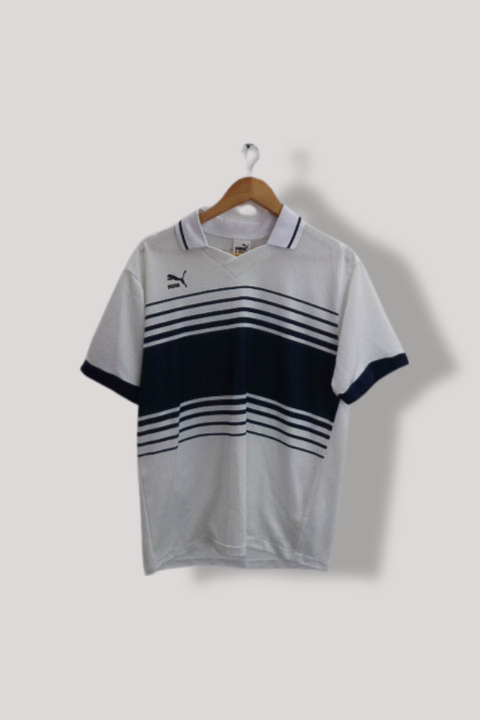 Vintage Puma Golf White stripe regular fit mens polo shirt M